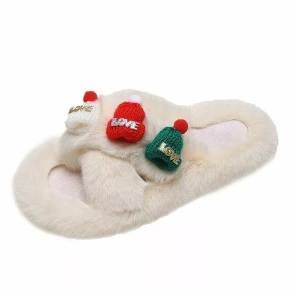 Faux Fur Slides Fuzzy Fluffy Slippers Flat Indoor Outddor Soft Sandals - Picture 1 of 13
